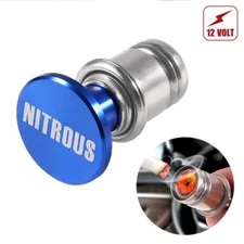 1x Blue NITROUS Button Blue Car Cigarette Lighter Cover Decoration Accessories