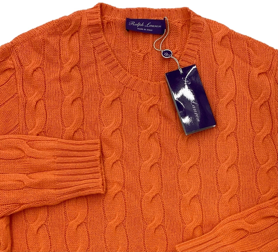 Suéter Ralph Lauren Etiqueta Púrpura Naranja Cachemira Mediano Hecho en Italia Foto 2 de 3