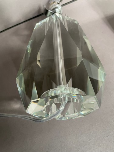 Fine Contemporary Mod Lilian August faceted heavy crystal table lamp w/shade 20" - Picture 8 of 11