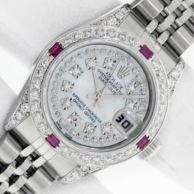 Rolex Lady Datejust Watch Quickset Steel and 18K Gold MOP String Diamond Dial