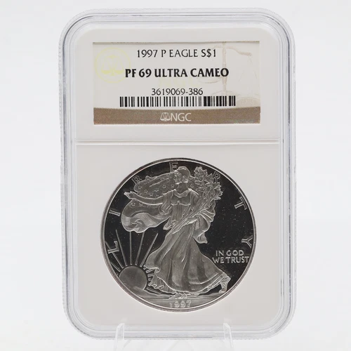 1997 P Proof Silver Eagle $1 PF69 Ultra Cameo NGC .999 Silver Philadelphia