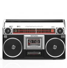 RIPTUNES Retro Radio Cassette Stereo Boombox AM/FM SW1/SW2 Bluetooth USB microSD