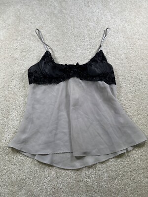 Cinema Etoile Seductive Wear Size L Black & Gray Bra Cami Top Sexy Sheer