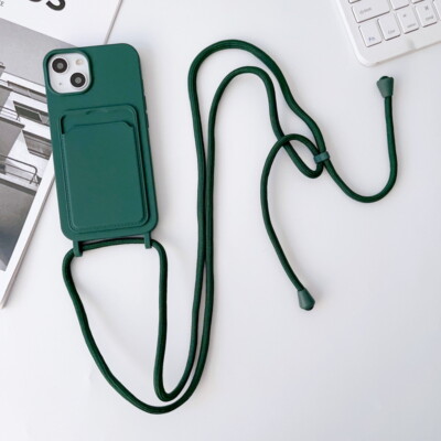 Hülle mit Band Handykette Für iPhone 16 15 Pro Max 14 13 12 11 Kartenfach Case