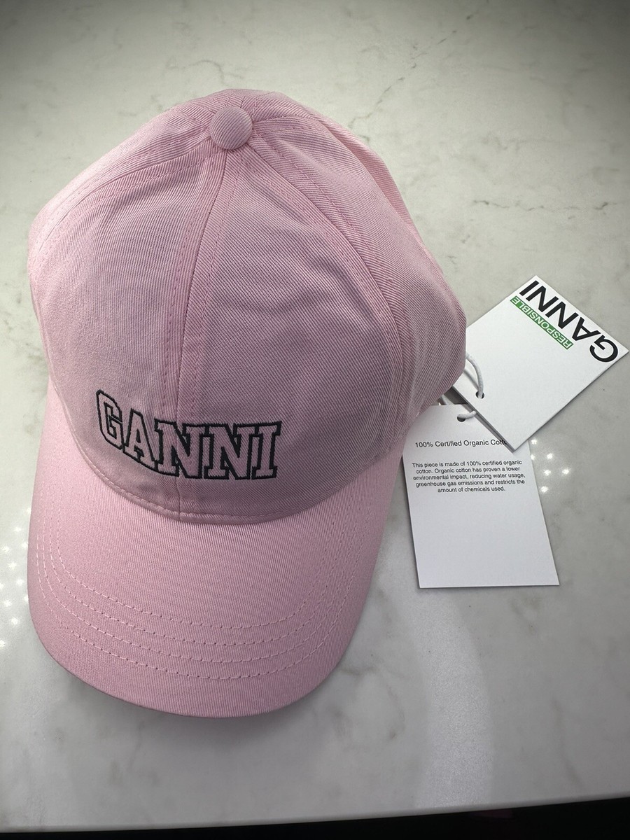 GANNI｜CAPS (EMBROIDERED LOGO CAP (A5529 483)) Khaki Embroidered Logo Cap by GANNI on Sale