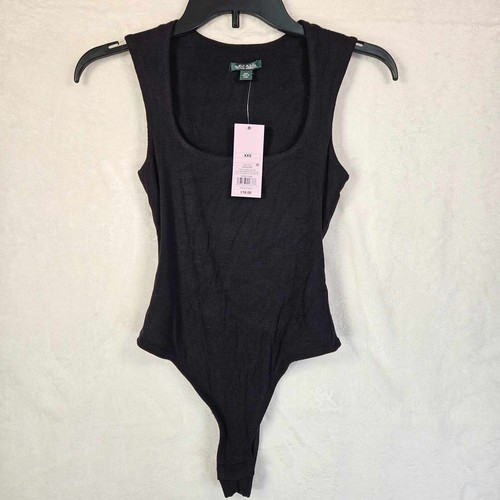 Wild Fable Square Neck Bodysuit Womens XXS Lined Ribbed Stretch Black - Picture 4 of 11
