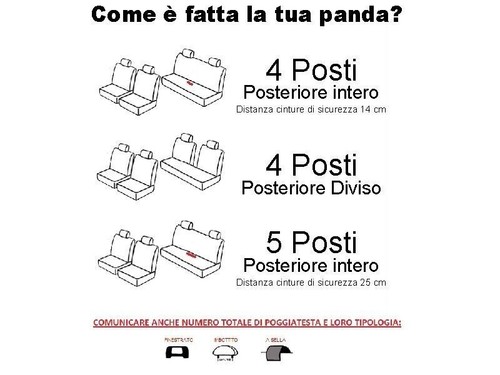 Coprisedili per panda 2003-2012 in cotone grigio /nero -su misura, made in italy - Foto 2 di 5