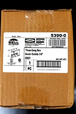 Hubbell-RACO 5390-0 Waterproof Box 3 Gang 7 Outlets 3/4" Gray NEW