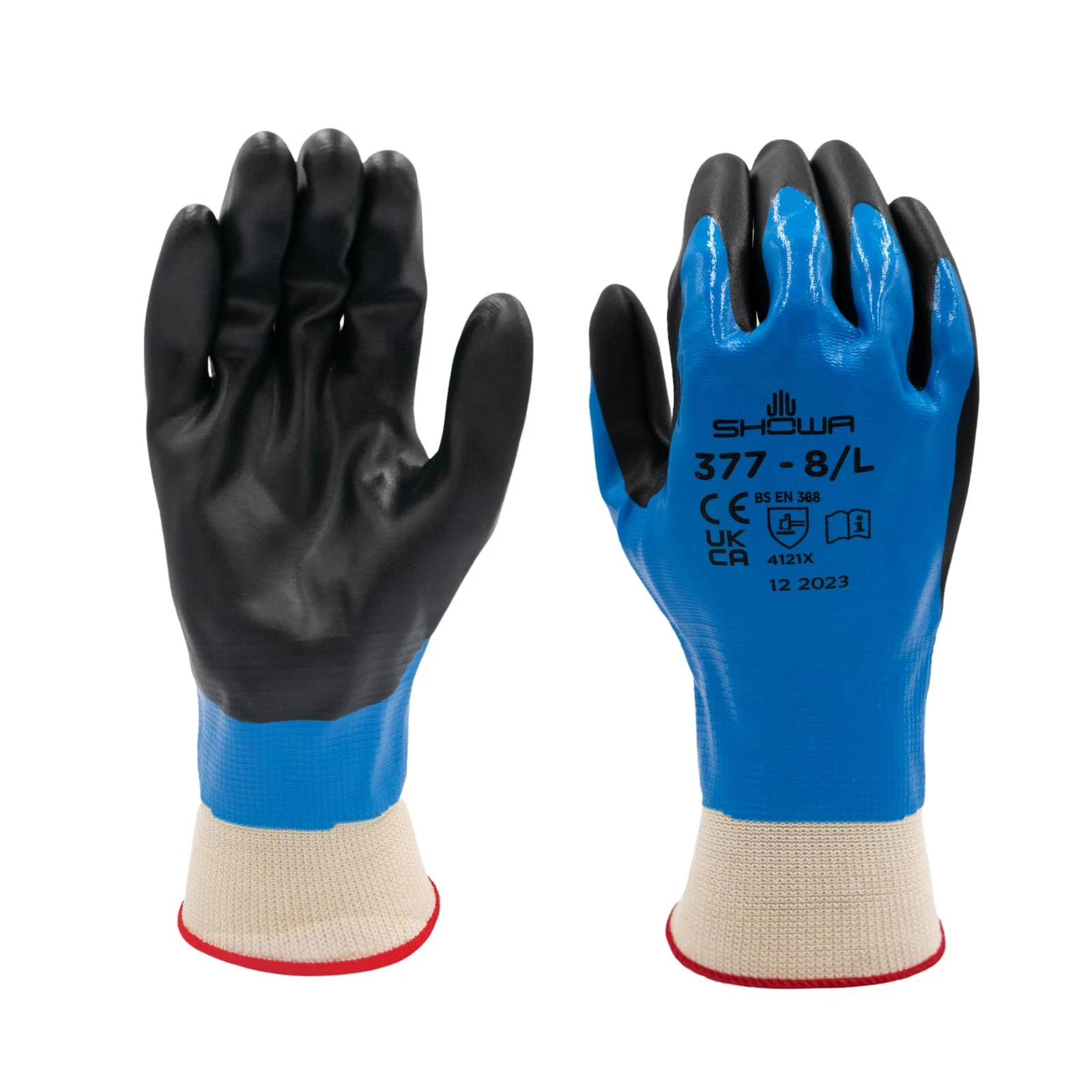 377 Nitrile/Nitrile Foam Fully Coated General Purpose Work Gloves with Poly/N...