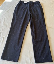 Nine West Black Rhinestone Dress Pants Tapered Sparkly High Rise Trousers Women