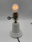 Vtg Milk Glass White Lamp Cottage Tested No Shade Brass Accent