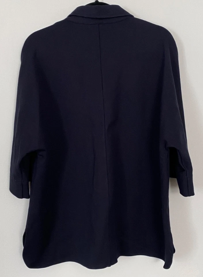 Ann Mashburn Women's Navy Blue Button Front Top Size M Oversized Quiet Luxury - Image 2 of 4