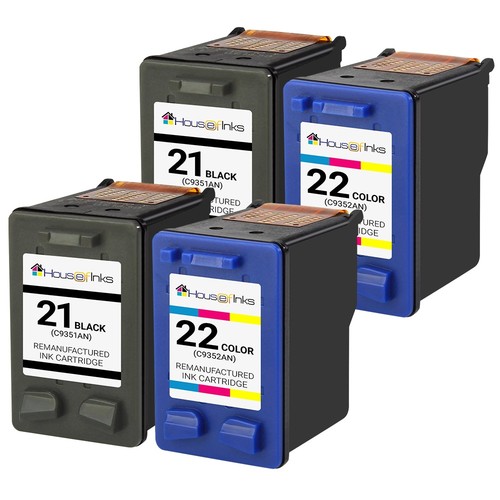 Compatible for HP 21 Black Ink Cartridge HP 22 High Yield for HP Printers 4PK - Picture 2 of 2