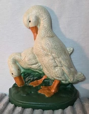 Vtg Metal Cast Iron Duck / Goose Door Stop Bookend Farmhouse 2lbs 11oz Painted 