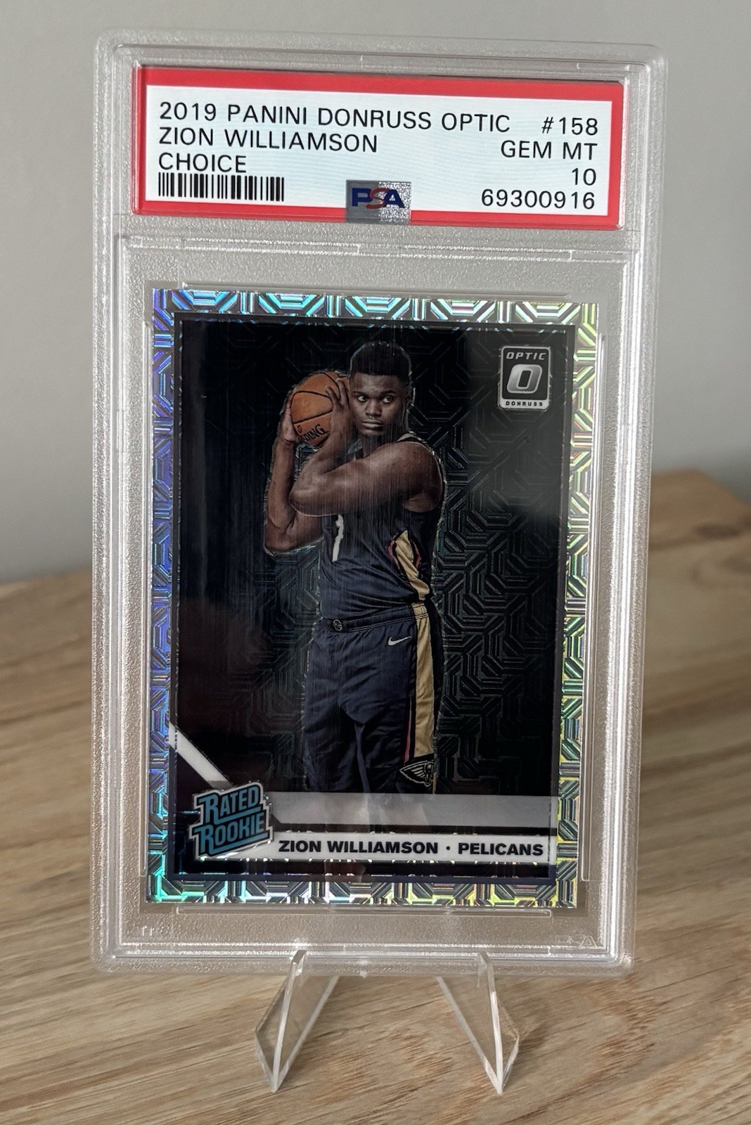 Zion Williamson 2019 Optic #158 Choice Rookie PSA 10 Gem MT Pelicans Duke
