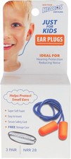 HEAROS Just for Kids Fo Ear Plugs, NRR 28, 3 Pairs, X-Small, Corded