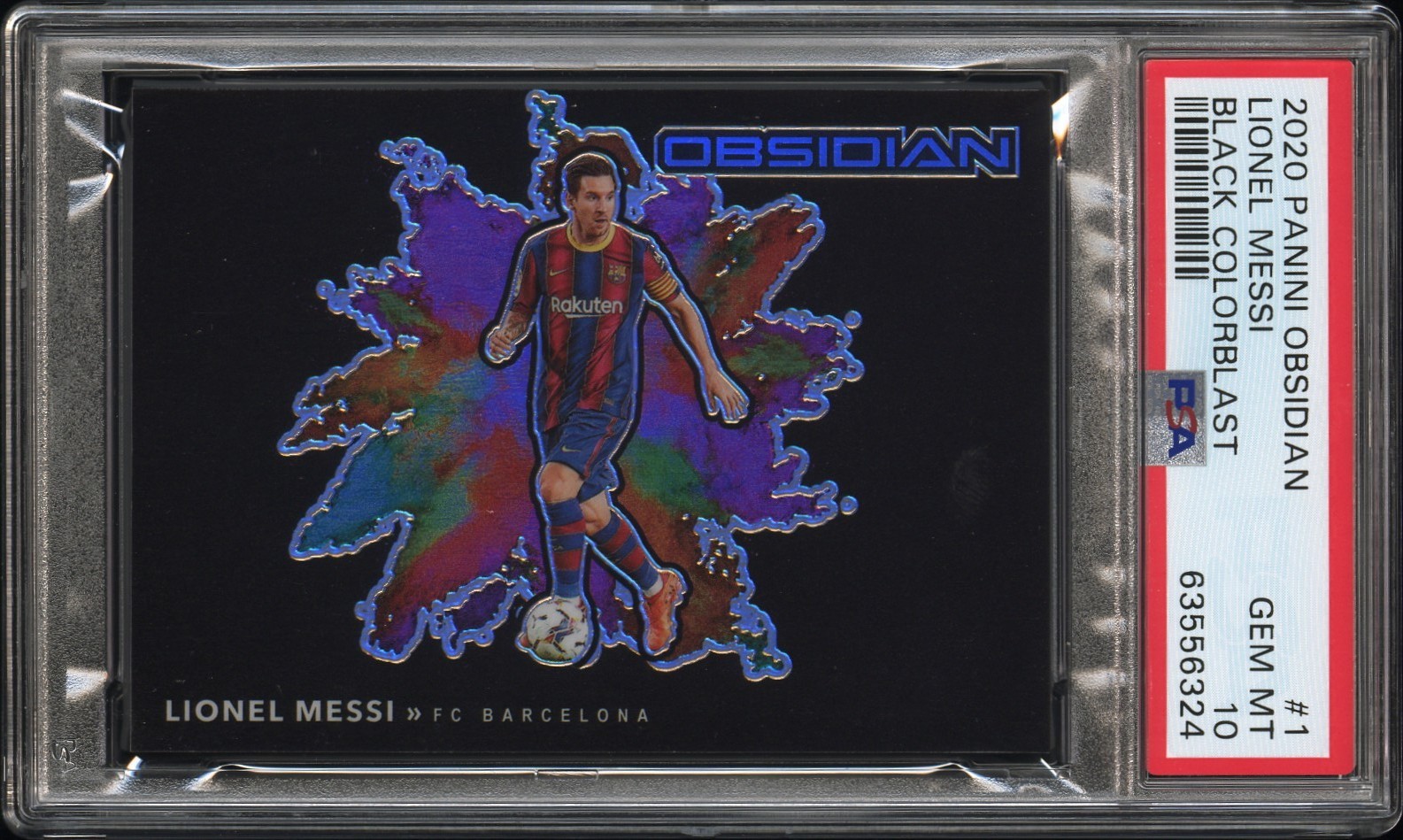 2020 PANINI OBSIDIAN BLACK COLOR BLAST #1 LIONEL MESSI PSA 10