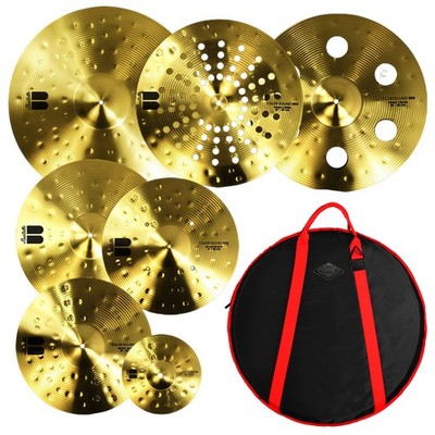 7Pc Drum Cymbal Set 20 Ride 18 Crash China 16 Crash 14 Hi Hat 8 Splash With Bag
