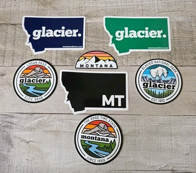 (7) Montana Stickers / Decals Combo Set Glacier National Park/Cool & Beautiful 