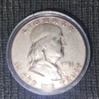 1951 franklin half dollar circulated collectable 90% silver coin no mint mark