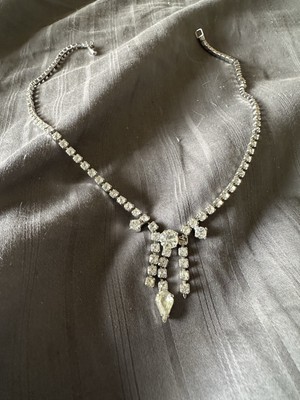 Weiss?white Crystal Vintage Necklace Prom Wedding READ