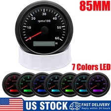 85MM Waterproof Tachometer 0-6000RPM With Hourmeter Gauge for Boat Car Truck US