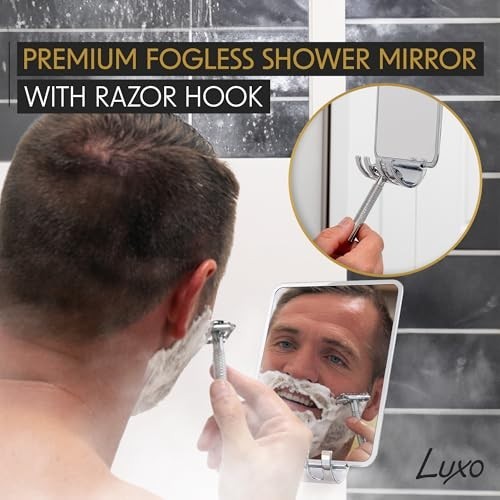 Fogless Shower Shaving Mirror with Razor Holder & Suction Cup, Shatterproof - Picture 3 of 8
