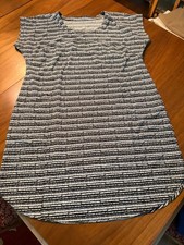 T by TALBOTS Womens SIZE XL DRESS BLACK WHITE Geo Pattern BEAUTIFUL LOOK