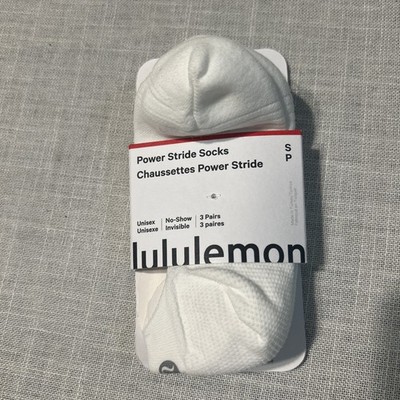 Lululemon Power Stride Chaussettes Socks 3 Pair  White Size Small 4-6.5 NEW