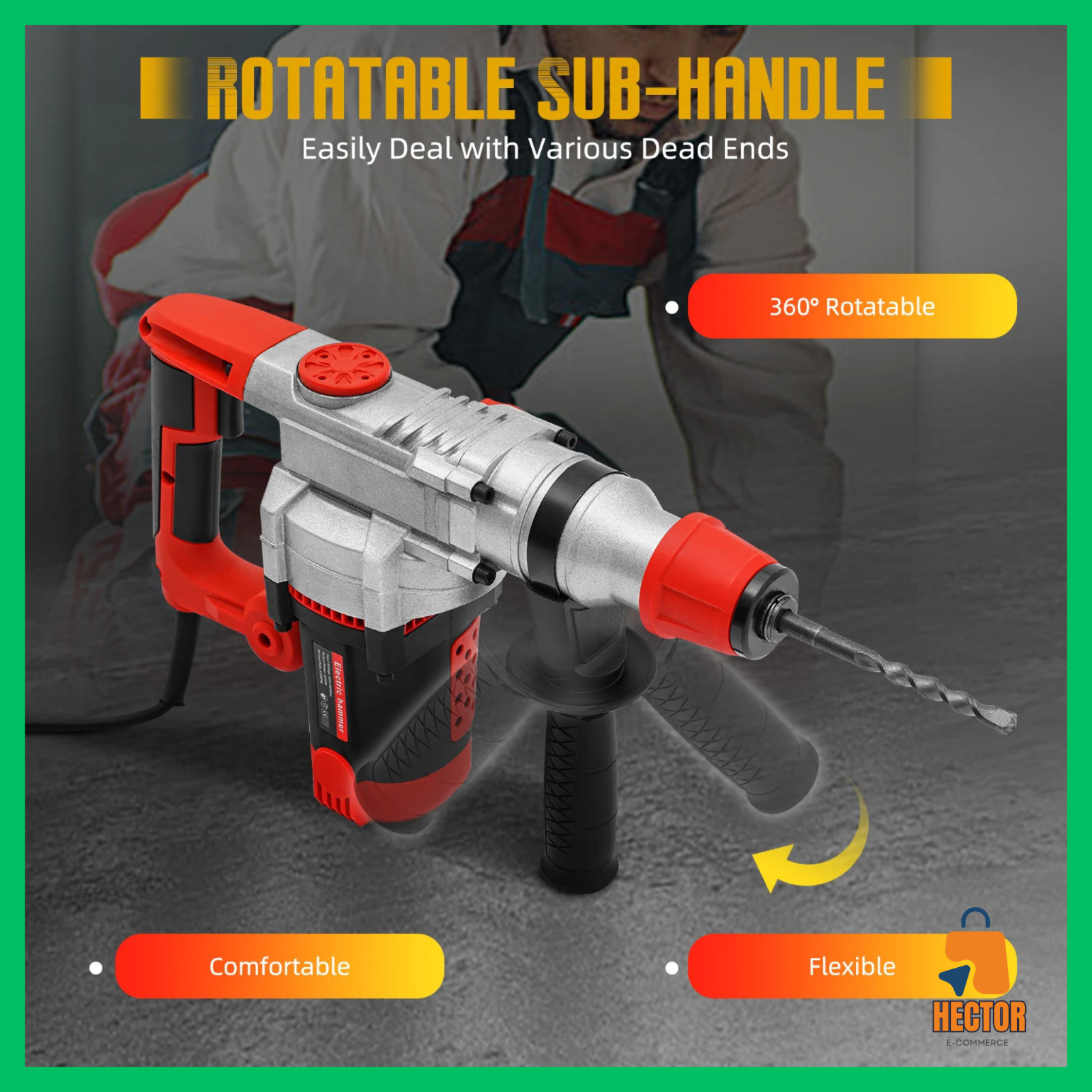 Marteau de démolition SDS brise-béton avec kit de burins de maçonnerie