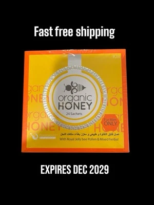 KHAN-ALASAL Organic Honey infused with Natural Jelly, Honey Bee Pollen 24 Sachets SHIPS FAST