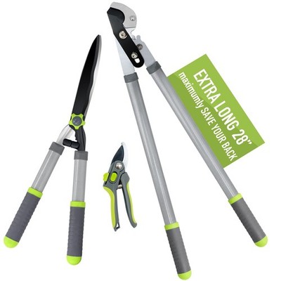 Garden Pruning Shears Hedge Clippers, Updated 3PCS Garden Shears Lopper Combo...
