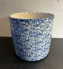 Henn Pottery Crock Spongeware Blue Roseville Ohio 7” Vintage Cottage Farm Granny