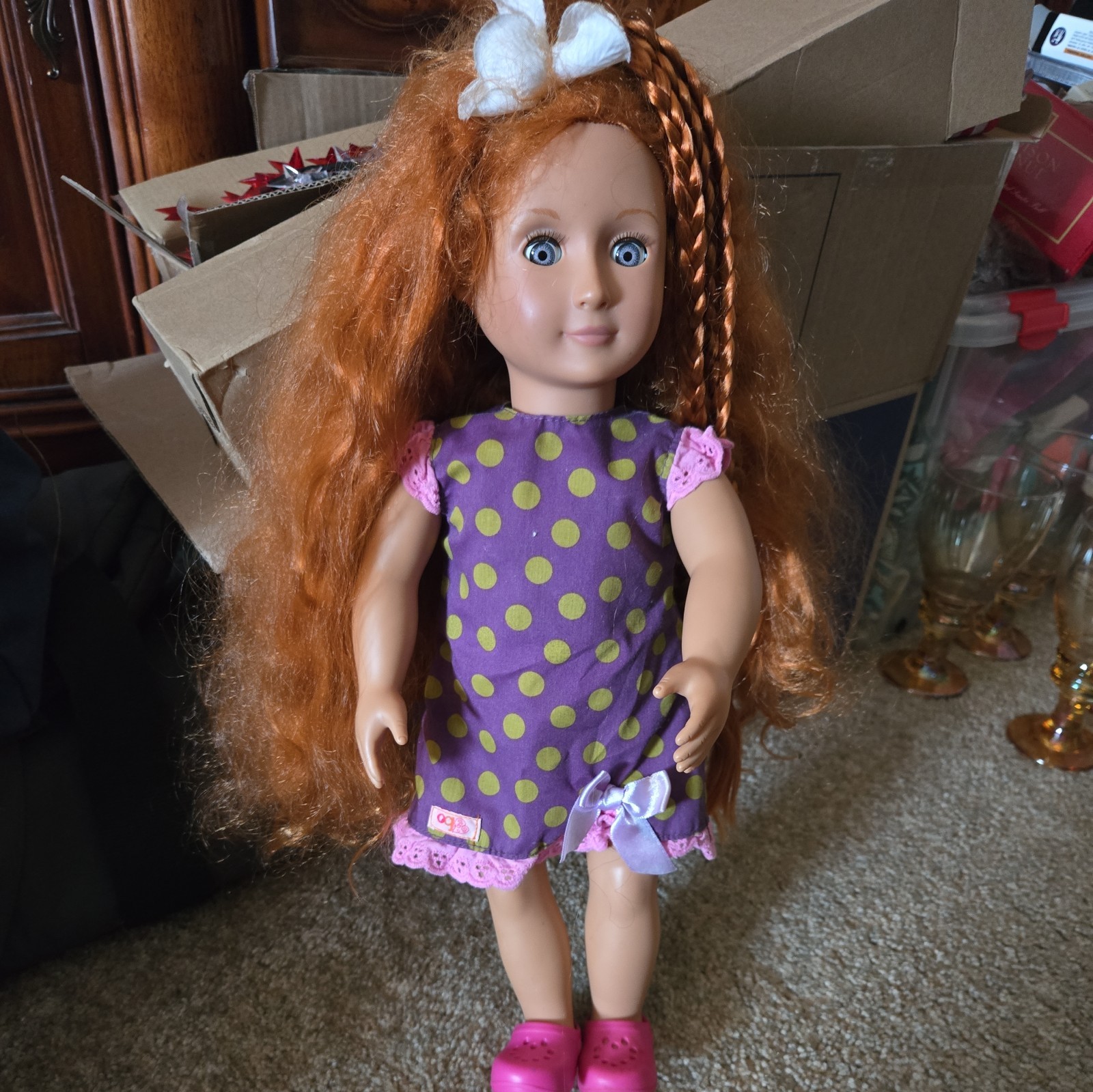 BATTAT Our Generation Peyton Long Red Hair Growing Braids 18" Blue Eyes Doll Toy