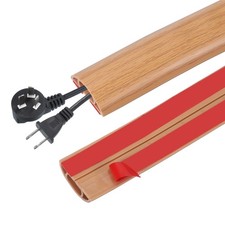 10FT Floor Cord Cover, 0.6" W x 0.28" H Cord Hider, Yellow Oak