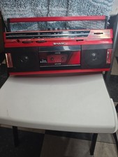 Vintage Sharp QT-242 Rare Red Color Boombox Is A Classic Stereo Radio Cassette