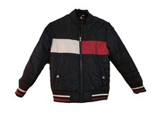 TOMMY HILFIGER Boy's Jacket Coat 8 Small -Blue- Zipper Baseball/Varsity style
