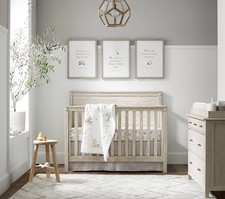 Pottery Barn Kids Gray Linen Crib Skirt Standard Size Pleated Neutral