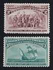 CKStamps: US Stamps Collection Scott#231 2c Columbian Mint NH OG #232 Mint H OG