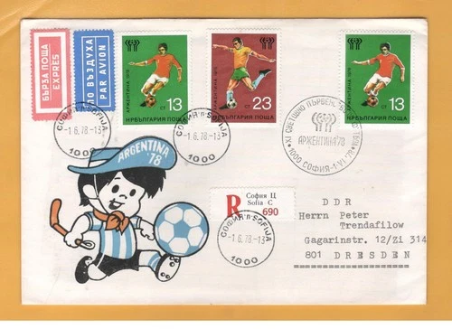 Football. World cup Argentina'78. First day cover from Bulgaria 1978