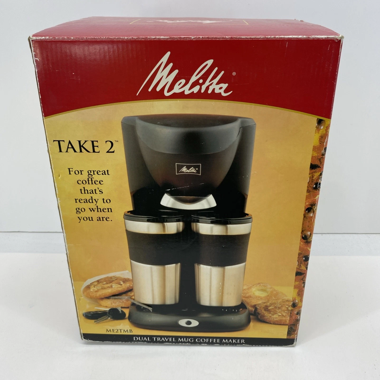 NEW Melitta Take 2 Dual Coffee Maker ME2TMB Stainless Steel Travel Mugs