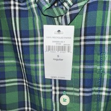 Boys Gap Kids L/S Button-down Plaid Shirt Green/Blue/White S 6-7 NEW Christmas