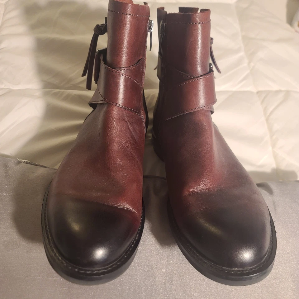 ECCO Women’s Brown/Bordeaux Leather Ankle Bootie Dual Side Zip US 9 EU 40 - Image 4 of 4