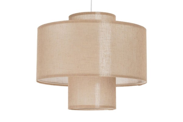 HäNgelampe Stoff Rund Wohnzimmer Braun Weiß E27 Ø35 Cm Esszimmer Pendelleuchte-image