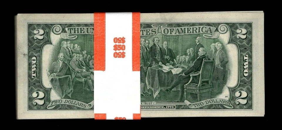 1976 BICENTENNIAL $2 DOLLAR New York FRN Full Pack of 100 Consecutive Notes - Image 2 of 2