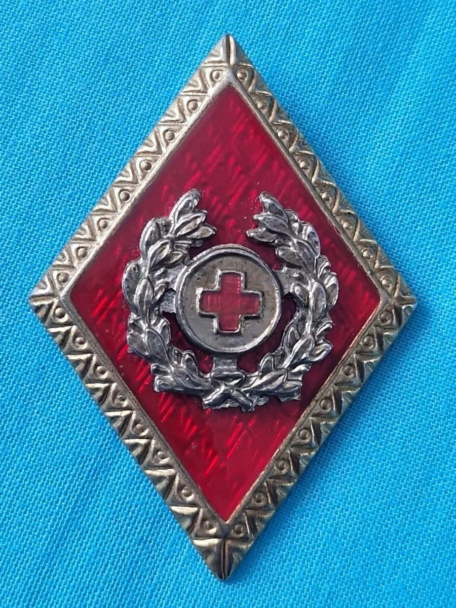 Pin's Volontaire Croix-Rouge Américaine WWII 1944 - Or émaillé Rouge, Vintage