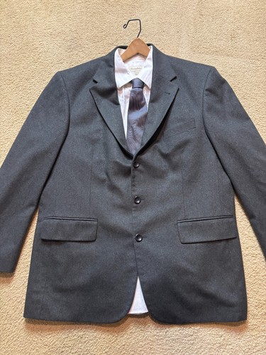 Oscar De La Renta Wool Cashmere Charcoal Blazer Sport Coat Suit Jacket Men's 44R - 第 1/8 張圖片