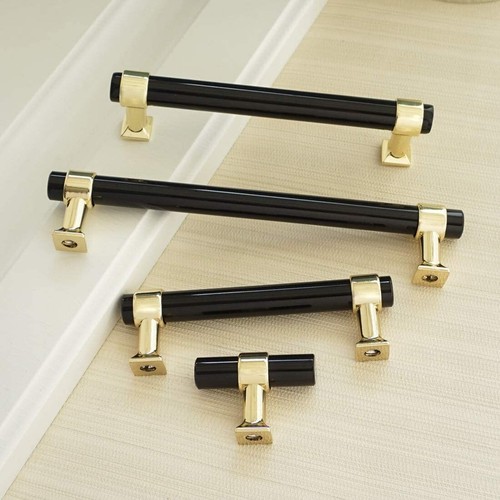 Perillas de cajón negras y doradas de 3" mango cocina gabinete puerta armario 10 piezas - Imagen 4 de 4