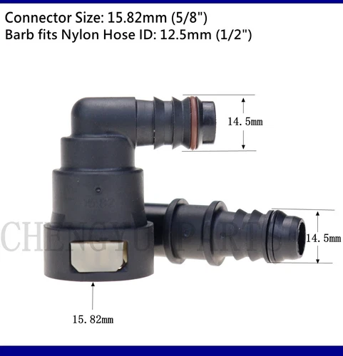 2 Pair 15.82mm 5/8" Elbow Fuel Line Quick Connect For ID 12mm 1/2" Hose Fitting - Picture 3 of 7