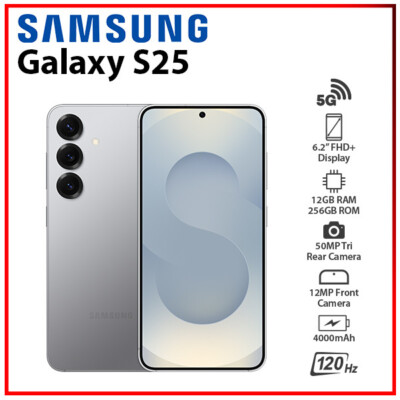 Samsung Galaxy S25 5G 12GB+256GB SILVER Dual SIM Unlocked Android Cell Phone